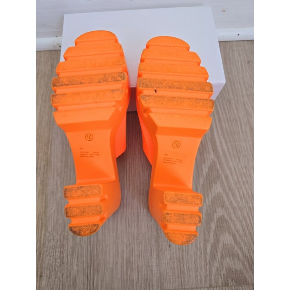 Cape Robbin Neon Orange Platform Chunky Heel Mules - Picture 5 of 11